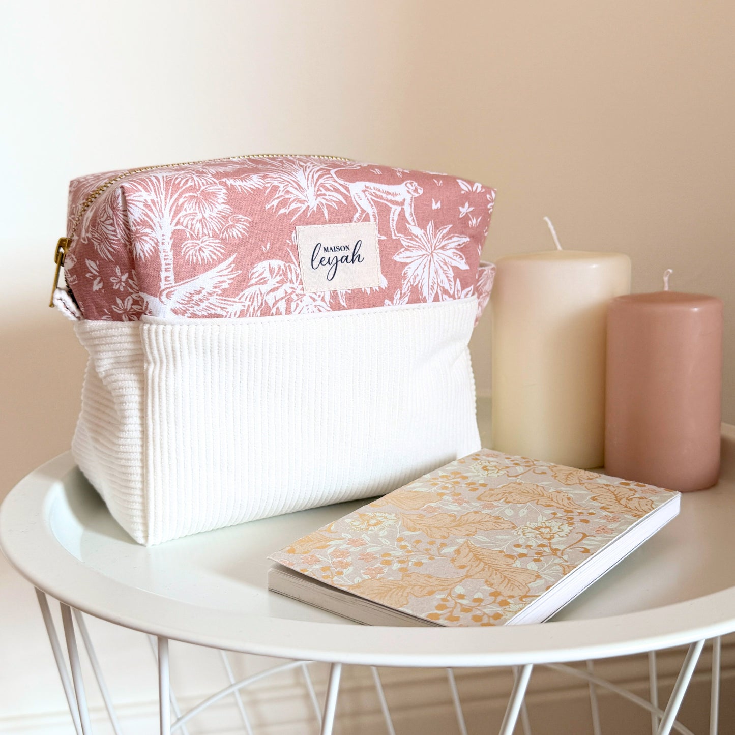 Trousse en velours - Rose Savane