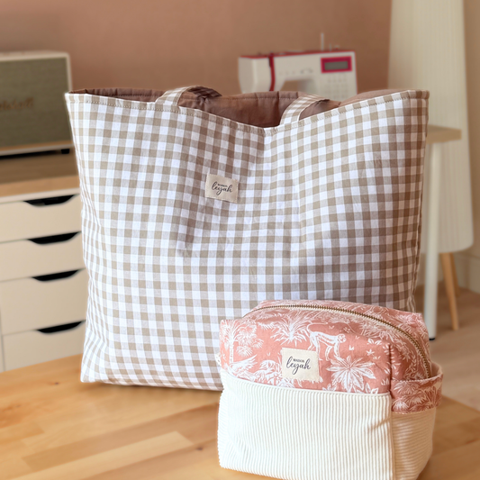 Sac Cabas - Vichy Taupe