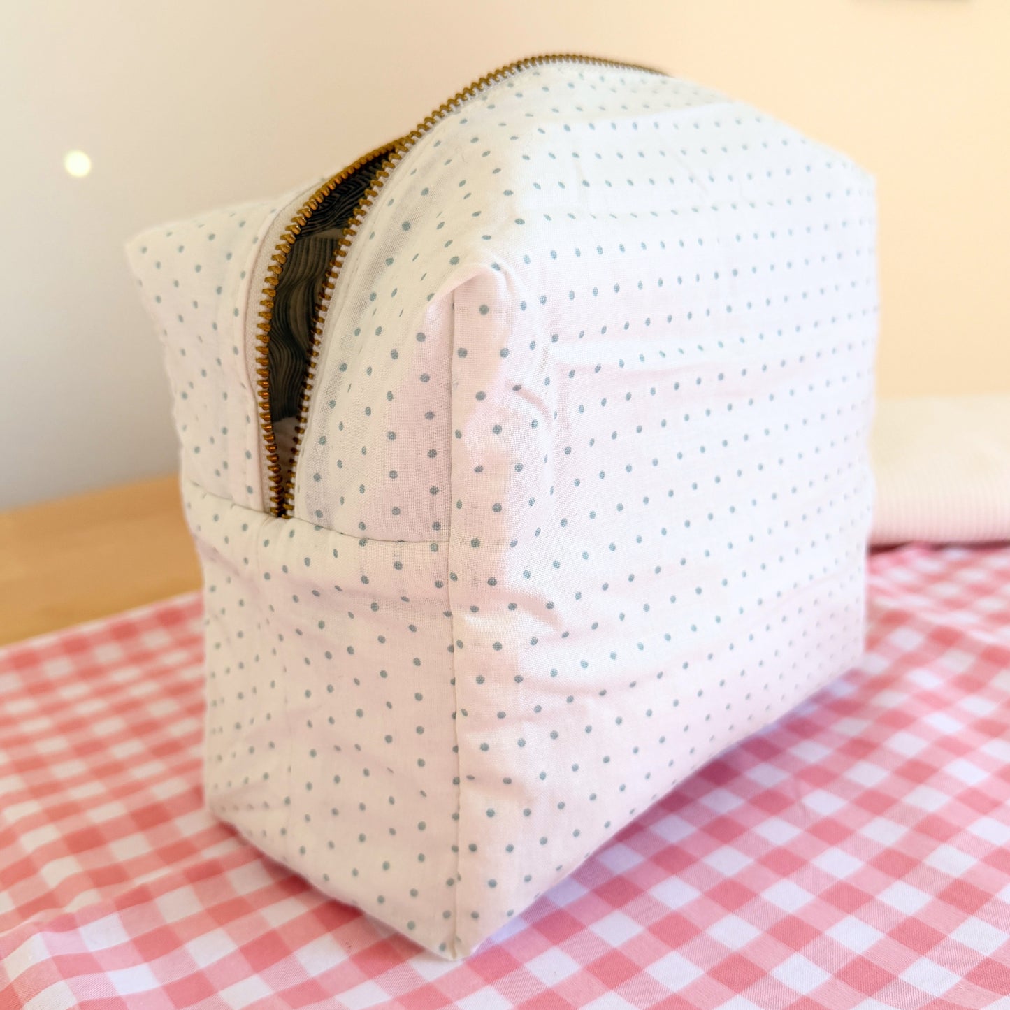 Trousse en velours - Feuilles Bleues