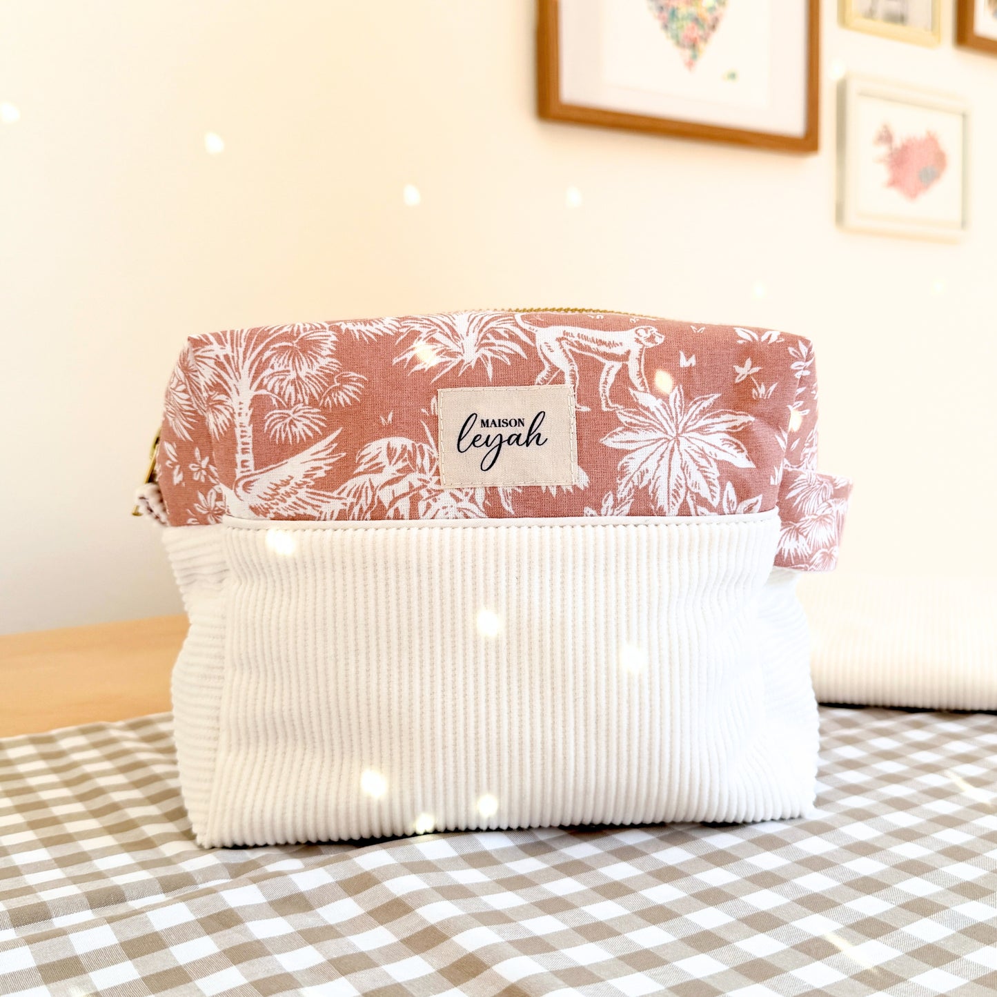 Trousse en velours - Rose Savane