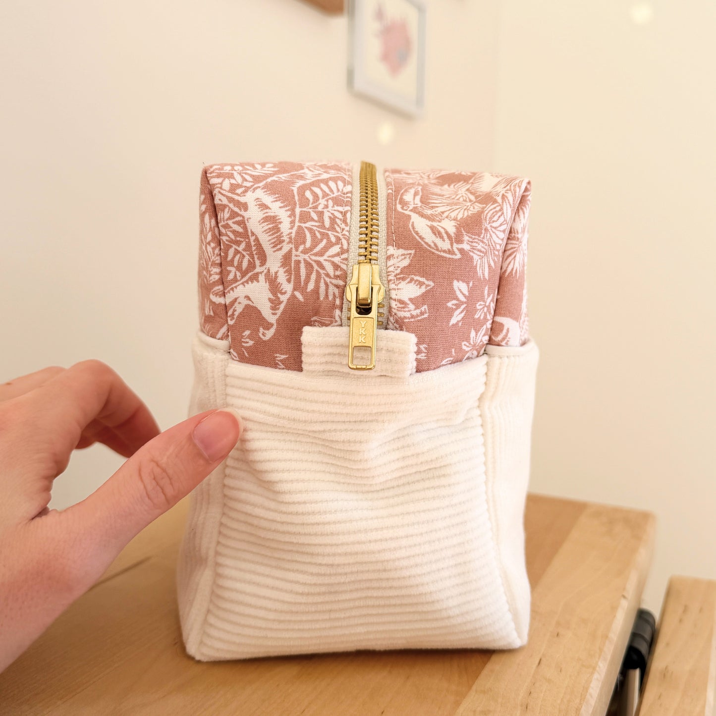 Trousse en velours - Rose Savane