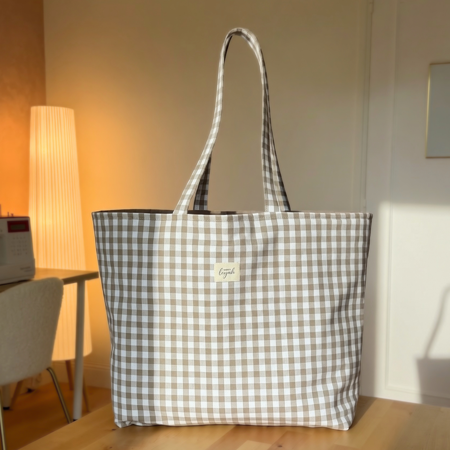 Sac Cabas - Vichy Taupe