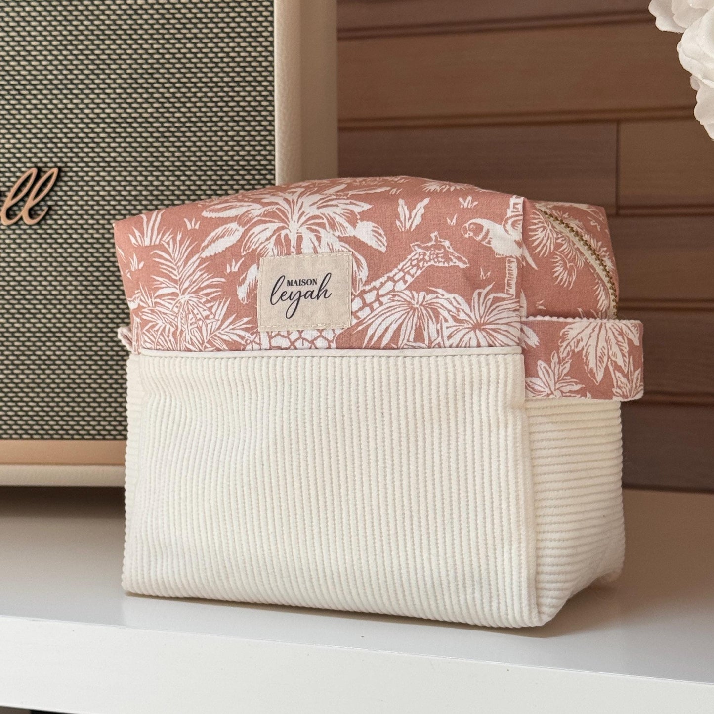 Trousse en velours - Rose Savane
