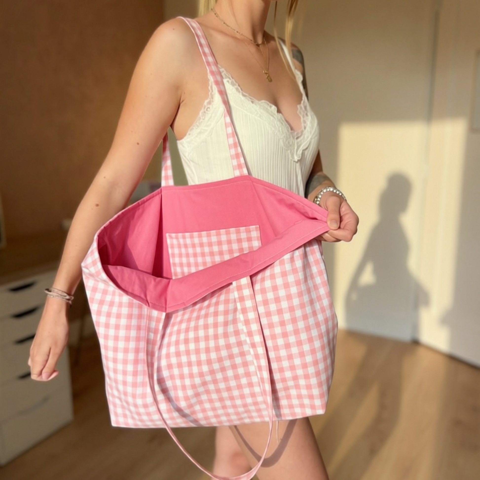 sac fait main femme rose 