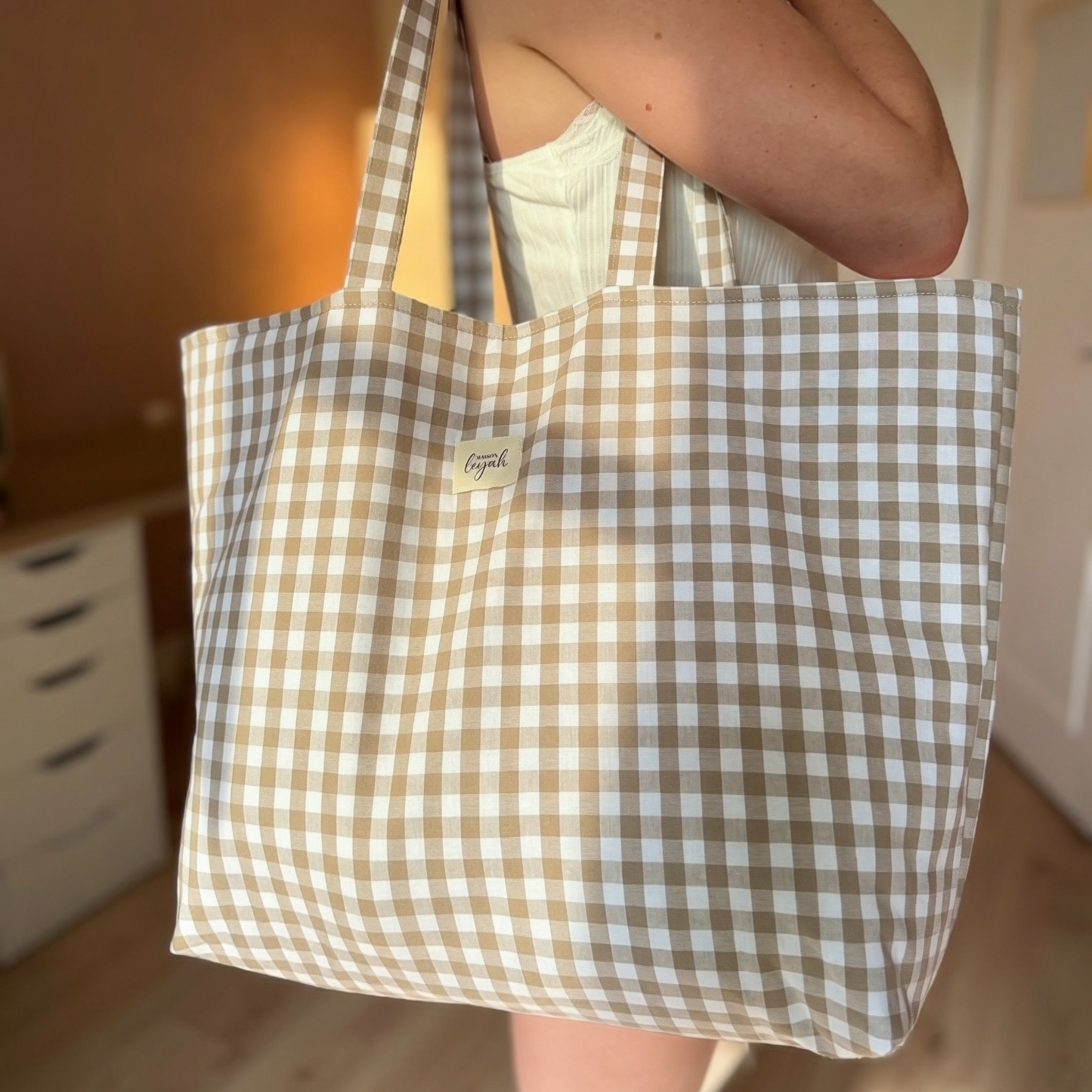 Sac Cabas - Vichy Taupe